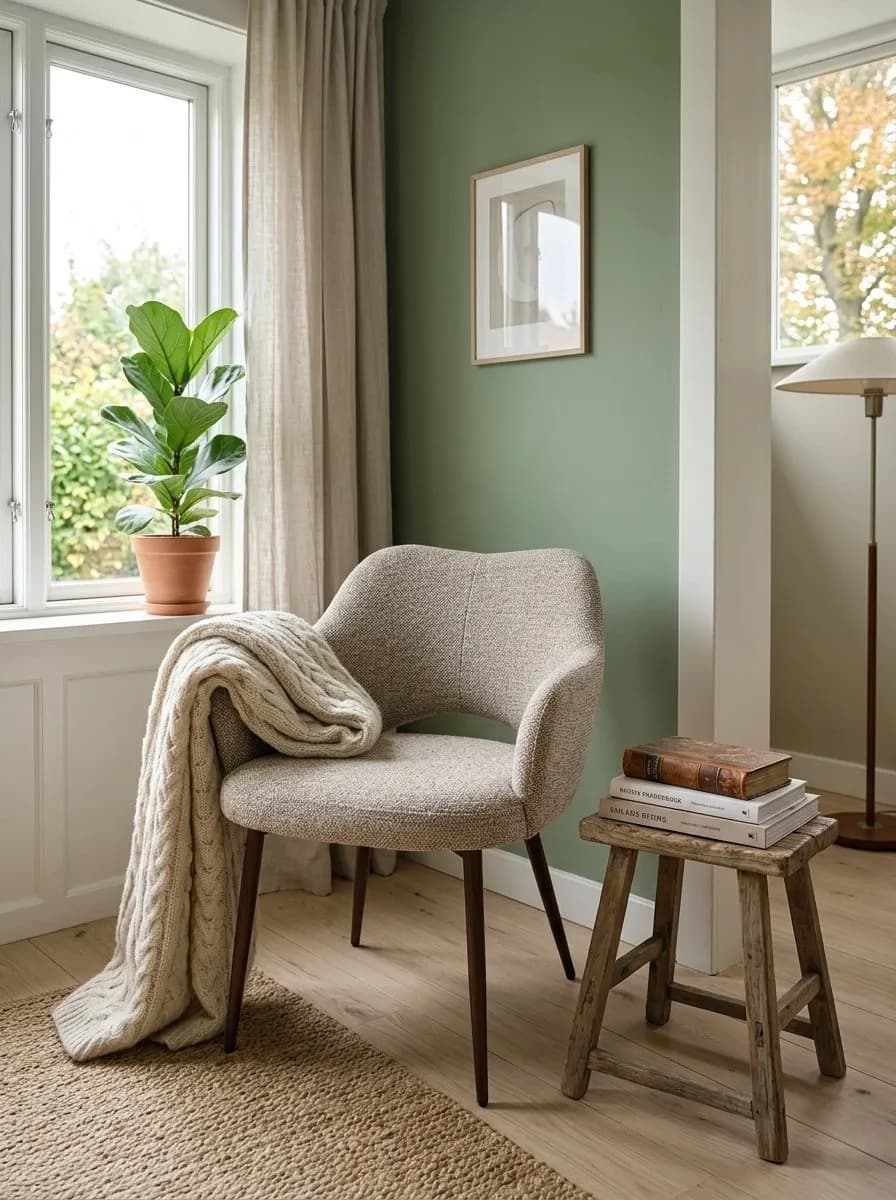 Design Eetkamerstoel Mori | Lichtbeige | Walnoot sfeer